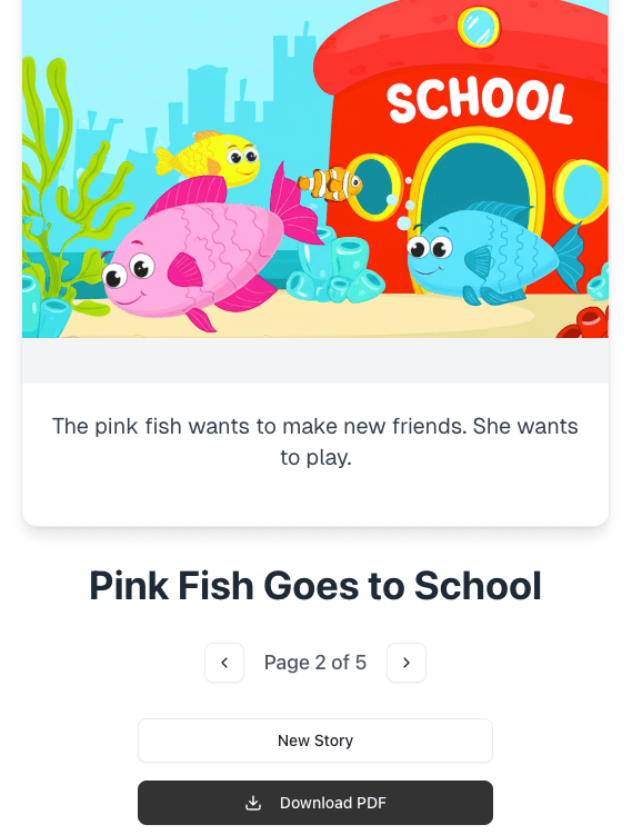 Demo showing a generated story panel